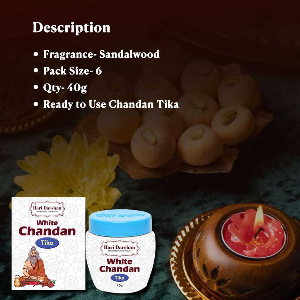 Jaisakshi Hari Darshan Pure Kumkum Chandan Tika | Traditional Sandalwood Kumkum Tika for Pooja Havan & Daily Rituals | Long-Lasting Fragrance & Smooth Application for a Divine Experience pack of 6 pc