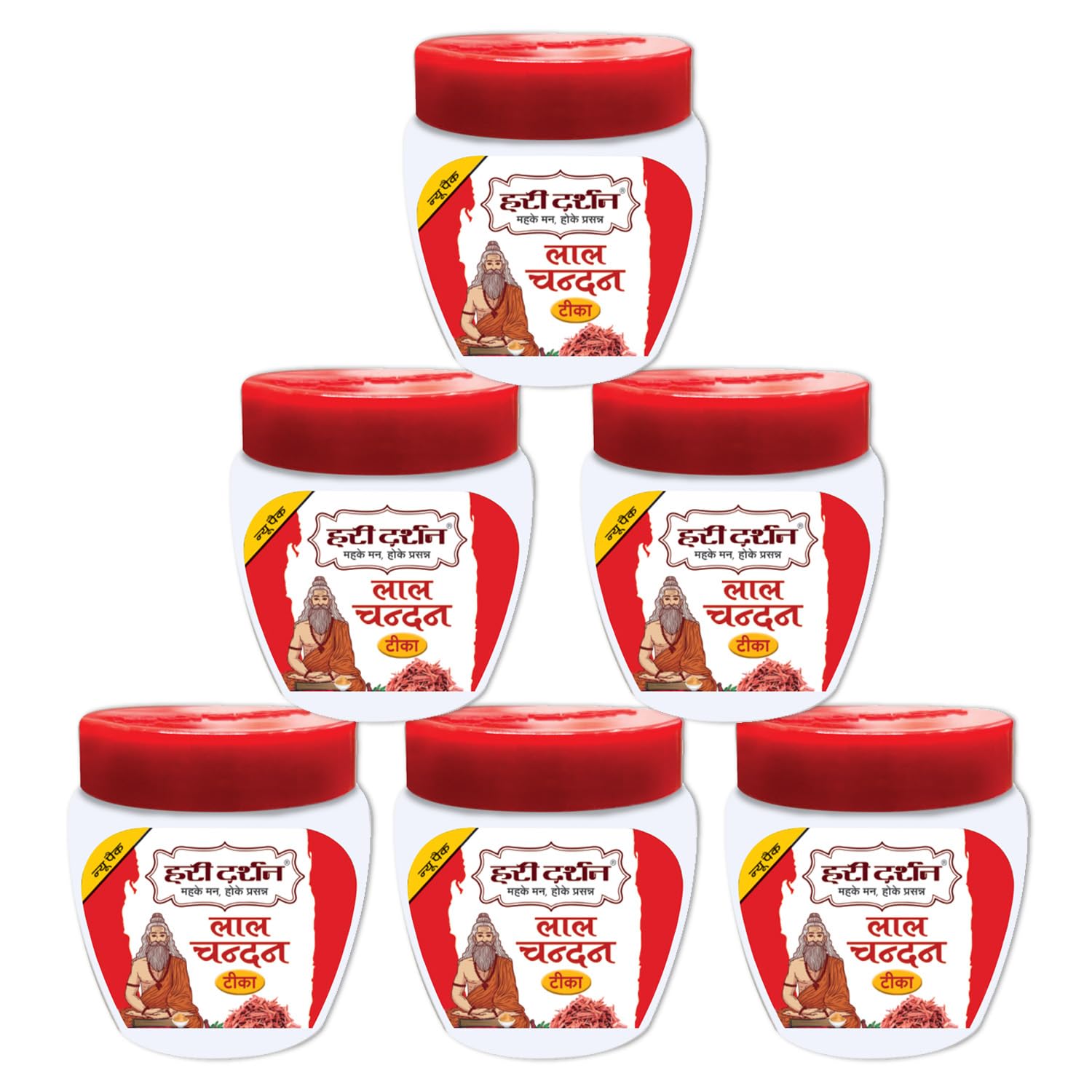 Jaisakshi Hari Darshan Pure Kumkum Chandan Tika | Traditional Sandalwood Kumkum Tika for Pooja Havan & Daily Rituals | Long-Lasting Fragrance & Smooth Application for a Divine Experience pack of 6 pc