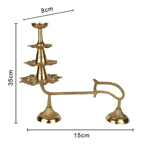 Jaisakshi Big Ganga Aarti Diya Brass Hand Held 4 Tier Pooja 21 Diyas Lamp for Arati with Height 13 inch & Weight 1kg400gm