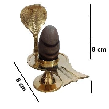 Jaisakshi Pure Narmadeshwar Shivling with Brass Naag Jaldhari | Narmada Stone shivling & Brass Yoni Base for Home Puja, Temple Use, Mahashivratri, Saawan, Jalabhishek Rituals - 3 Inch