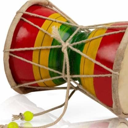 Jaisakshi Blue Panther Wooden Damru | Traditional Hand Drum for Lord Shiva Pooja, Kids Toy & Musical Instrument