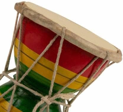 Jaisakshi Blue Panther Wooden Damru | Traditional Hand Drum for Lord Shiva Pooja, Kids Toy & Musical Instrument
