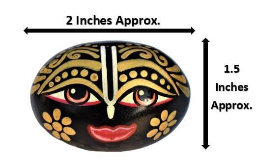 Jaisakshi Natural Painted Shaligram Stone for Pooja Religious (Colored) Painted SHALIGRAM Stone from VRINDAVAN || Fully Hand Printed || Size 2 INCES Approx