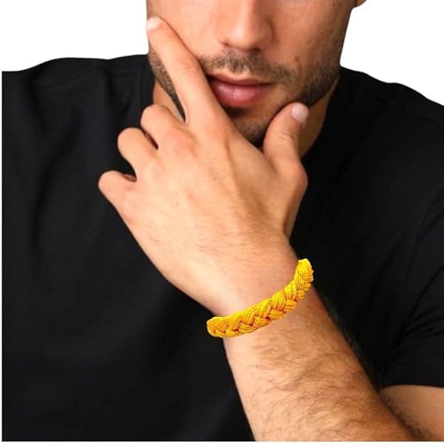 Jaisakshi Thread Bracelet for Men Adjustable Handmade Kalawa Pooja Dhaga Bracelets for Protection | Wristband Friendship Band | Raksha Sutra Decorative Moli Dhaaga Hand Band Combo 3pcs (Pack of 1)
