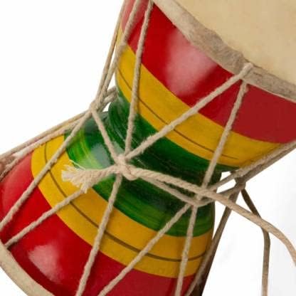 Jaisakshi Blue Panther Wooden Damru | Traditional Hand Drum for Lord Shiva Pooja, Kids Toy & Musical Instrument