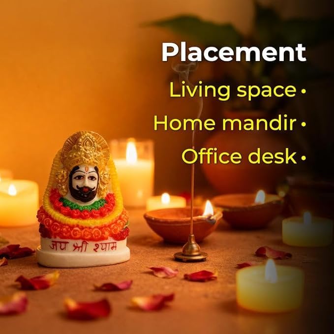 Jaisakshi Shree Khatu Shyam Baba Murti White Marble Figurine for Home Temple, Office, Gift 3 Inch