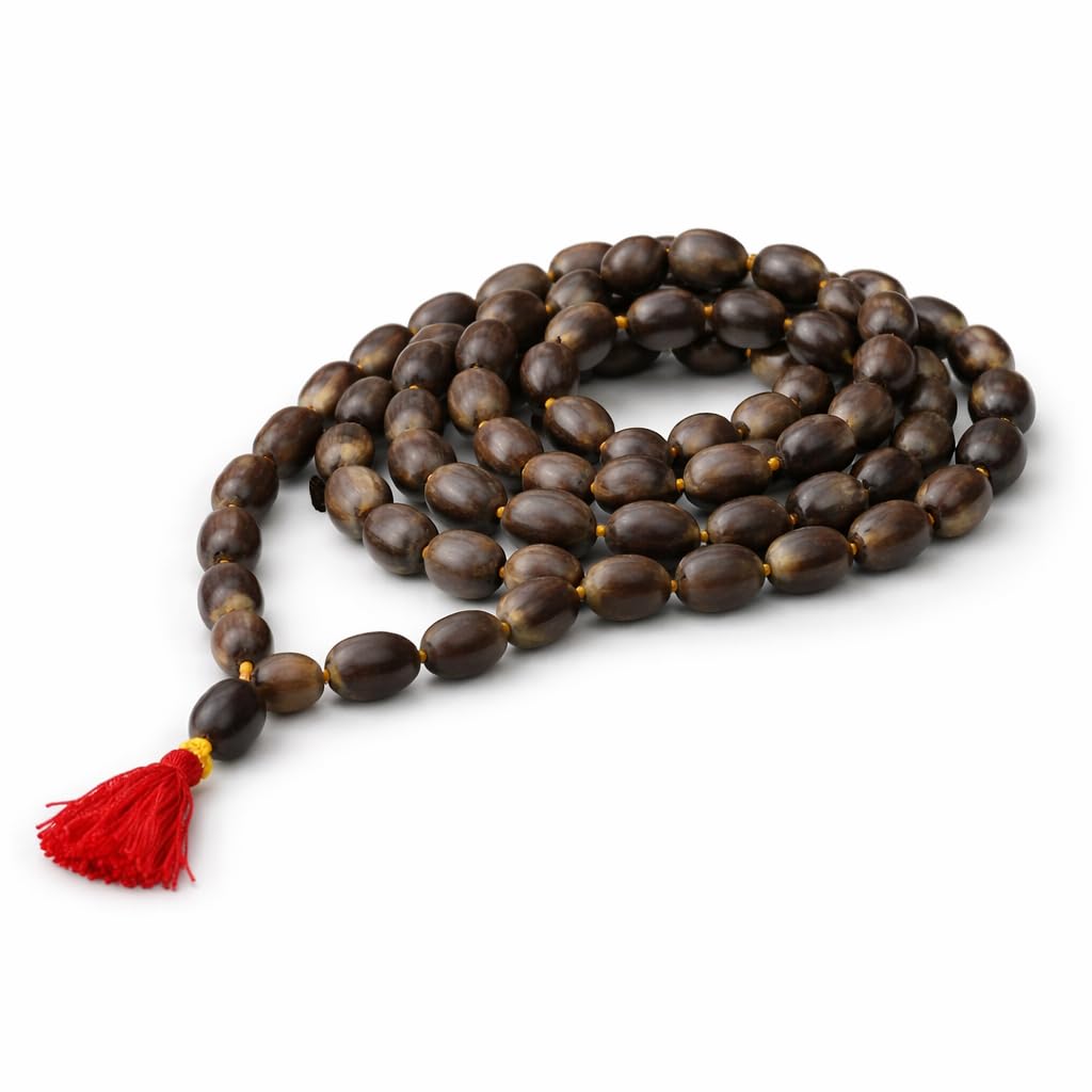 Jaisakshi Natural Lotus Seed Kamal Gatta Mala Necklace with Tassel Rosary Jaapmala for Meditation Mantra Chanting & Pooja Astrology for Men & Women - 108 Beads