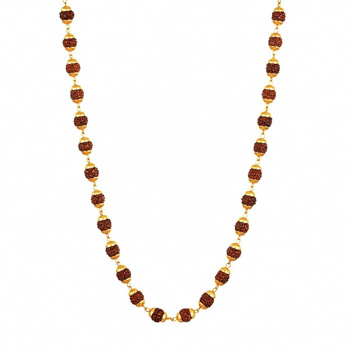 Jaisakshi Japam Gold Plated Rudraksha Mala Bracelet for Men & Women | Spiritual Meditation Prayer Bracelet with Authenticity Certificate