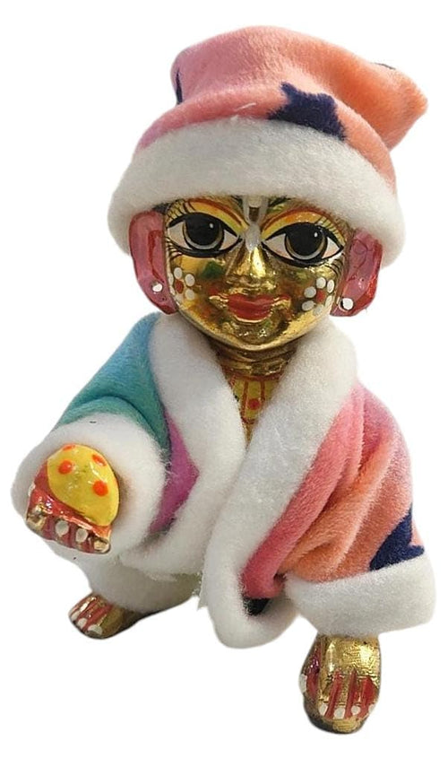 Jaisakshi Bal Gopal Winter Night Suit, Winter Night Suit with Matching Topi for Laddu Gopal (Pack of 4