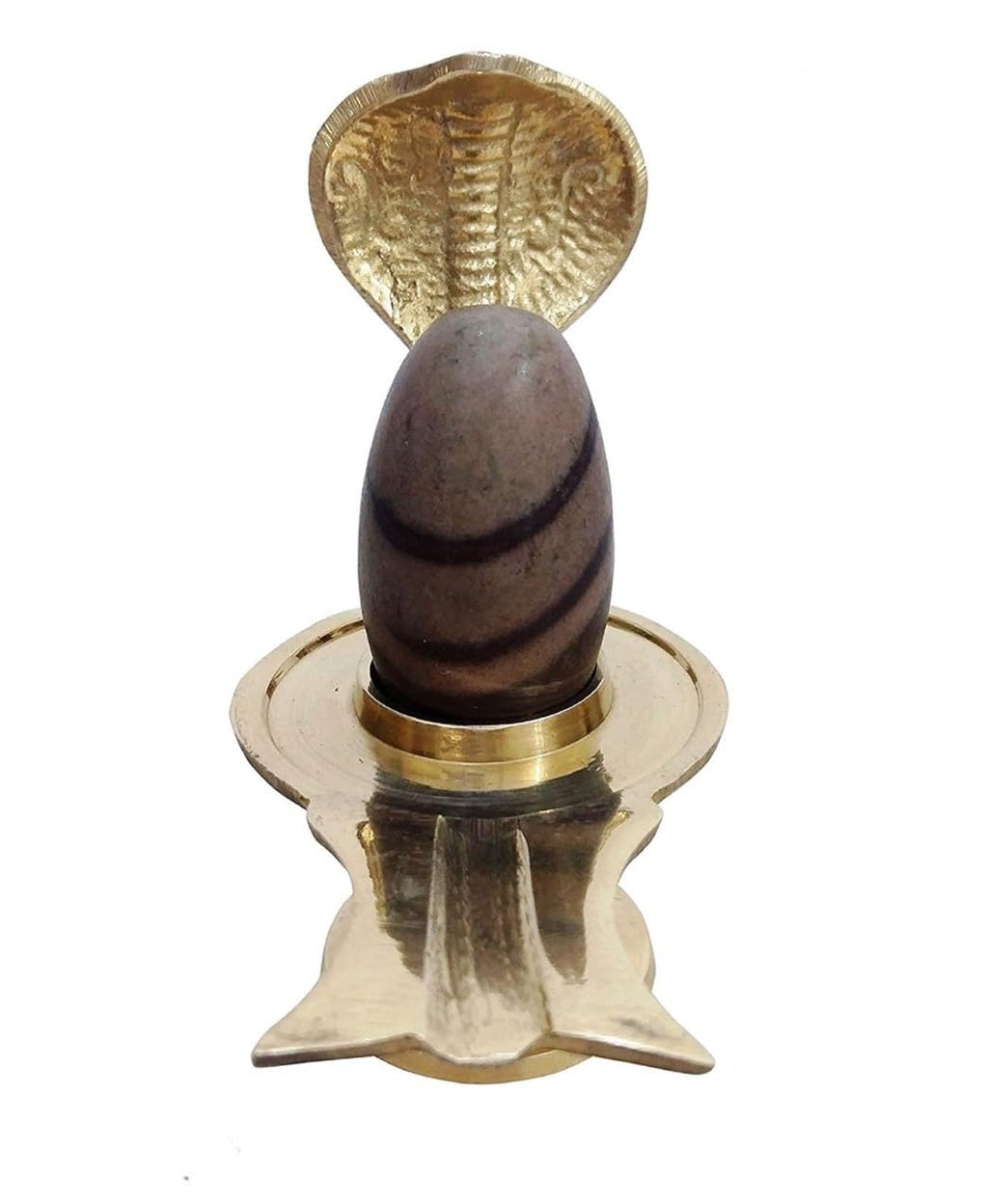 Jaisakshi Pure Narmadeshwar Shivling with Brass Naag Jaldhari | Narmada Stone shivling & Brass Yoni Base for Home Puja, Temple Use, Mahashivratri, Saawan, Jalabhishek Rituals - 3 Inch