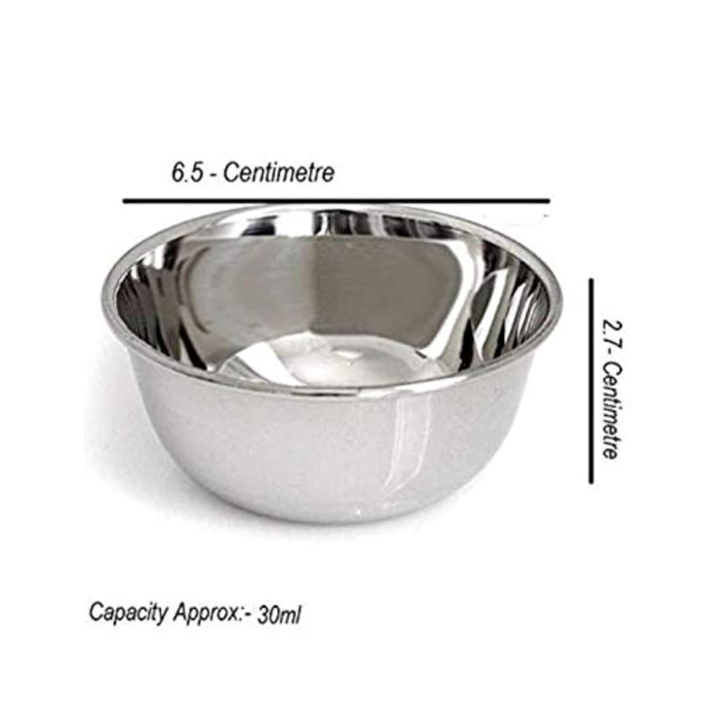 Jaisakshi Katori Stainless Steel Small Bowl Set of 6 with lid Steel for Dal Salad Crockery Katori Mini Pooja Chatni Bowls 30 ml for Kitchen Snacks Gift Puja