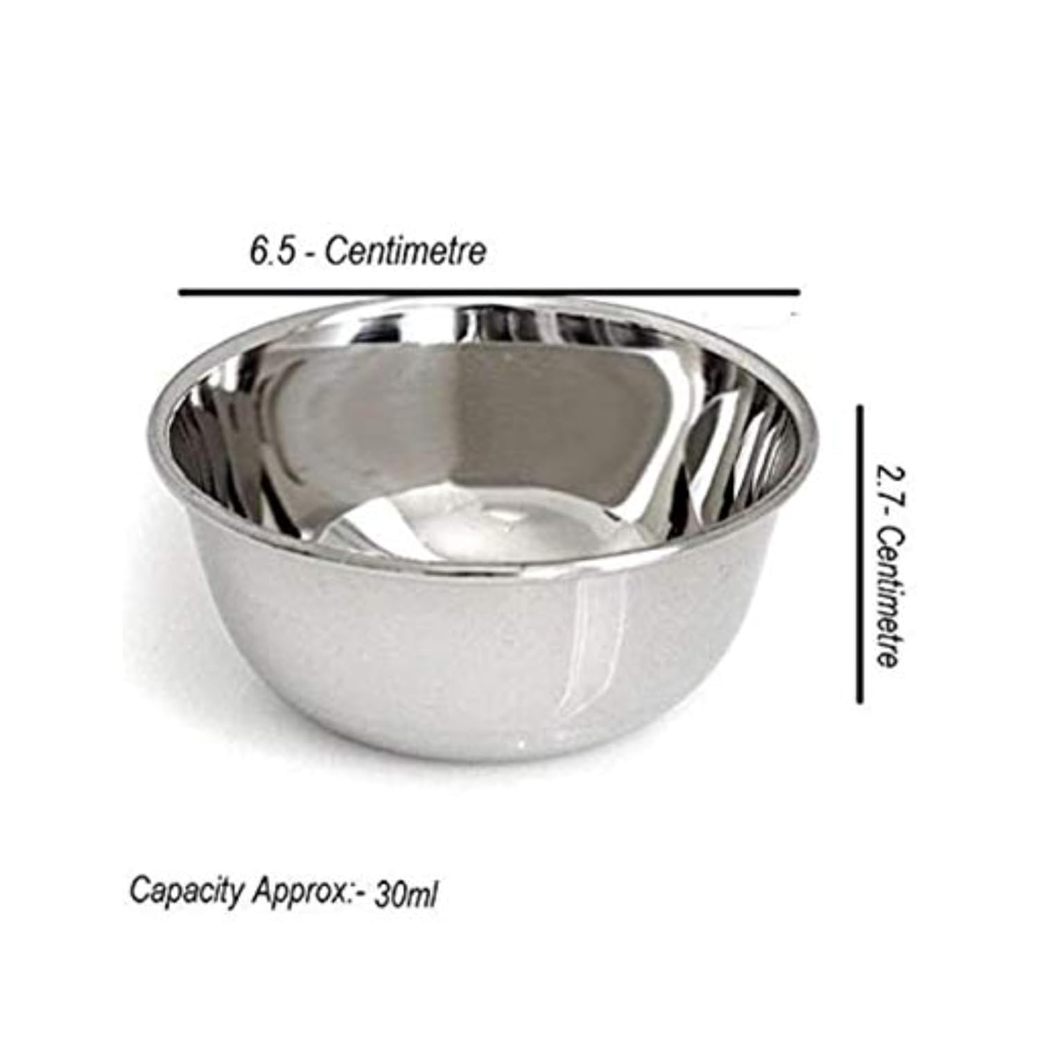 Jaisakshi Katori Stainless Steel Small Bowl Set of 6 with lid Steel for Dal Salad Crockery Katori Mini Pooja Chatni Bowls 30 ml for Kitchen Snacks Gift Puja