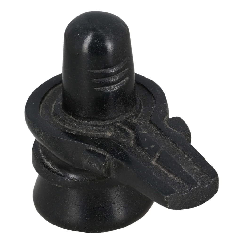 Jaisakshi Black Marble Shiva Lingam Big Size Shiv Ling Mahadev Idol Murti Military Statue Moorti, 12.7 cm