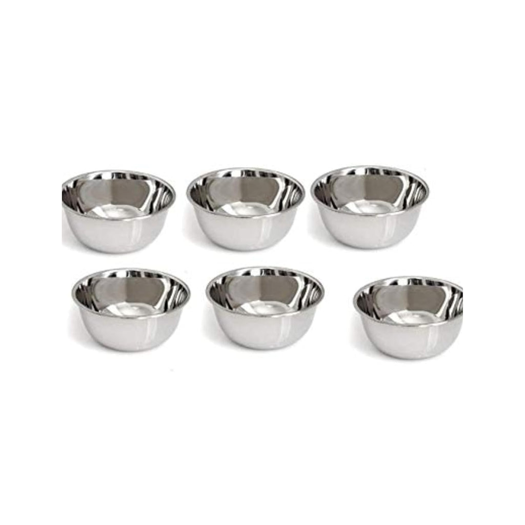 Jaisakshi Katori Stainless Steel Small Bowl Set of 6 with lid Steel for Dal Salad Crockery Katori Mini Pooja Chatni Bowls 30 ml for Kitchen Snacks Gift Puja