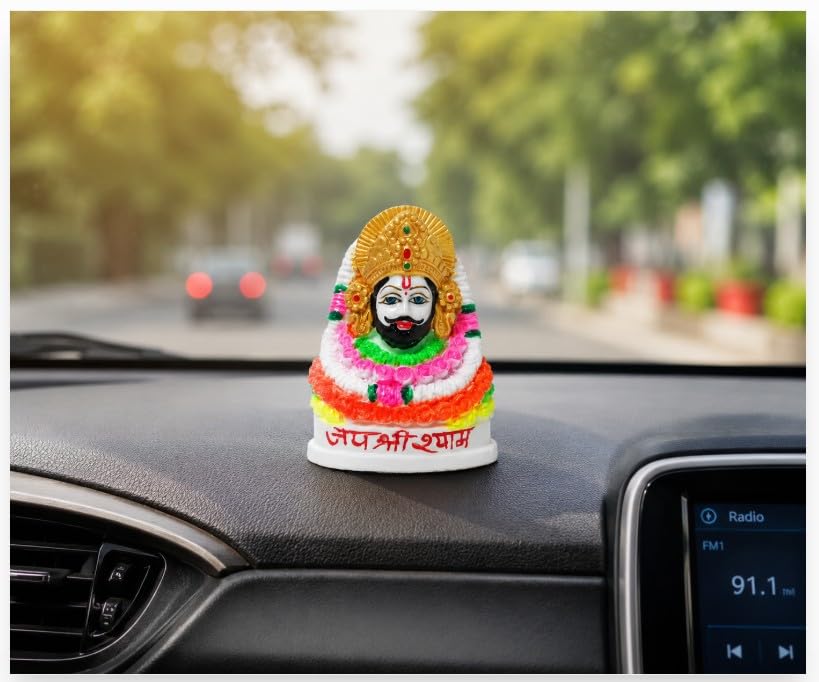 Jaisakshi Shree Khatu Shyam Baba Murti White Marble Figurine for Home Temple, Office, Gift 3 Inch