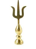 Jaisakshi Gold Plated Brass Trishul Temple Kalash Brass Trishul with Brass Finish Height 6.5 INCH