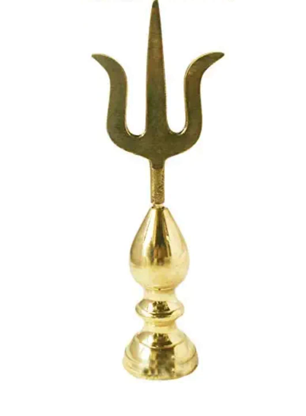 Jaisakshi Gold Plated Brass Trishul Temple Kalash Brass Trishul with Brass Finish Height 6.5 INCH