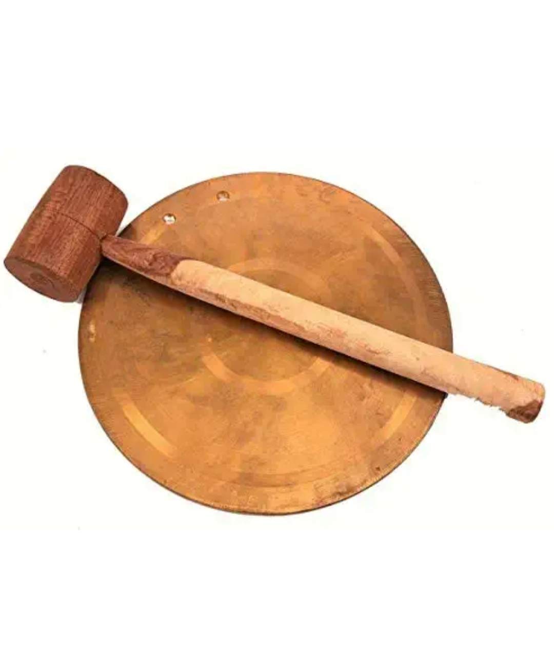 Jaisakshi brass assured Brass Bell ghadiyal ghanta Vijay ghanta School Bell Round Bell with Wood Hammer (7.5 Inch, Medium)