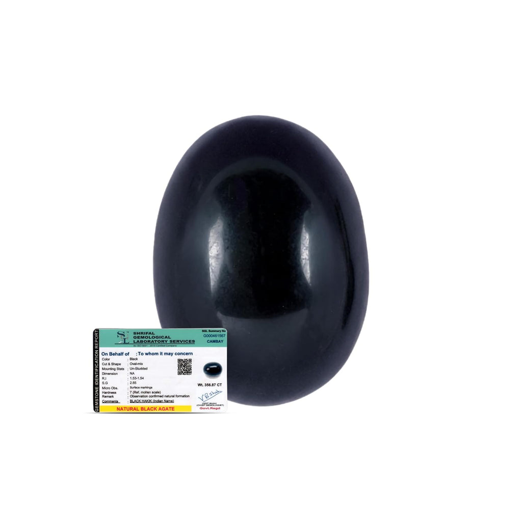 Jaisakshi Certified Black Agate Shaligram Stone | Authentic Original Black Stone for Lord Vishnu Worship | Vastu, Spiritual Energy | Meditation, Pooja, Protection and Prosperity
