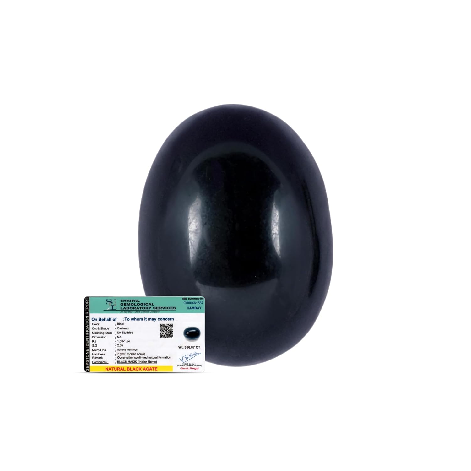 Jaisakshi Certified Black Agate Shaligram Stone | Authentic Original Black Stone for Lord Vishnu Worship | Vastu, Spiritual Energy | Meditation, Pooja, Protection and Prosperity