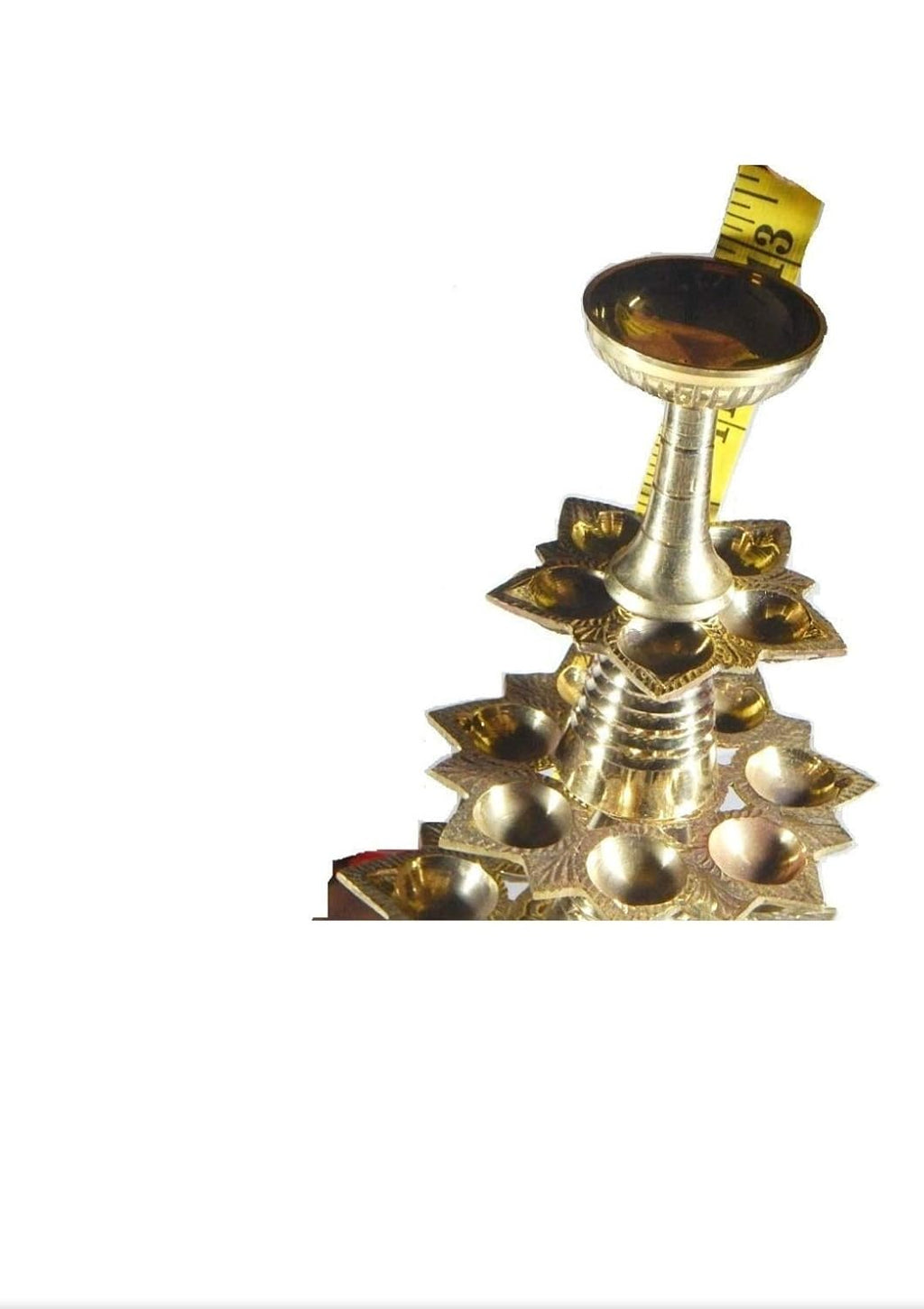 Jaisakshi Big Ganga Aarti Diya Brass Hand Held 4 Tier Pooja 21 Diyas Lamp for Arati with Height 13 inch & Weight 1kg400gm