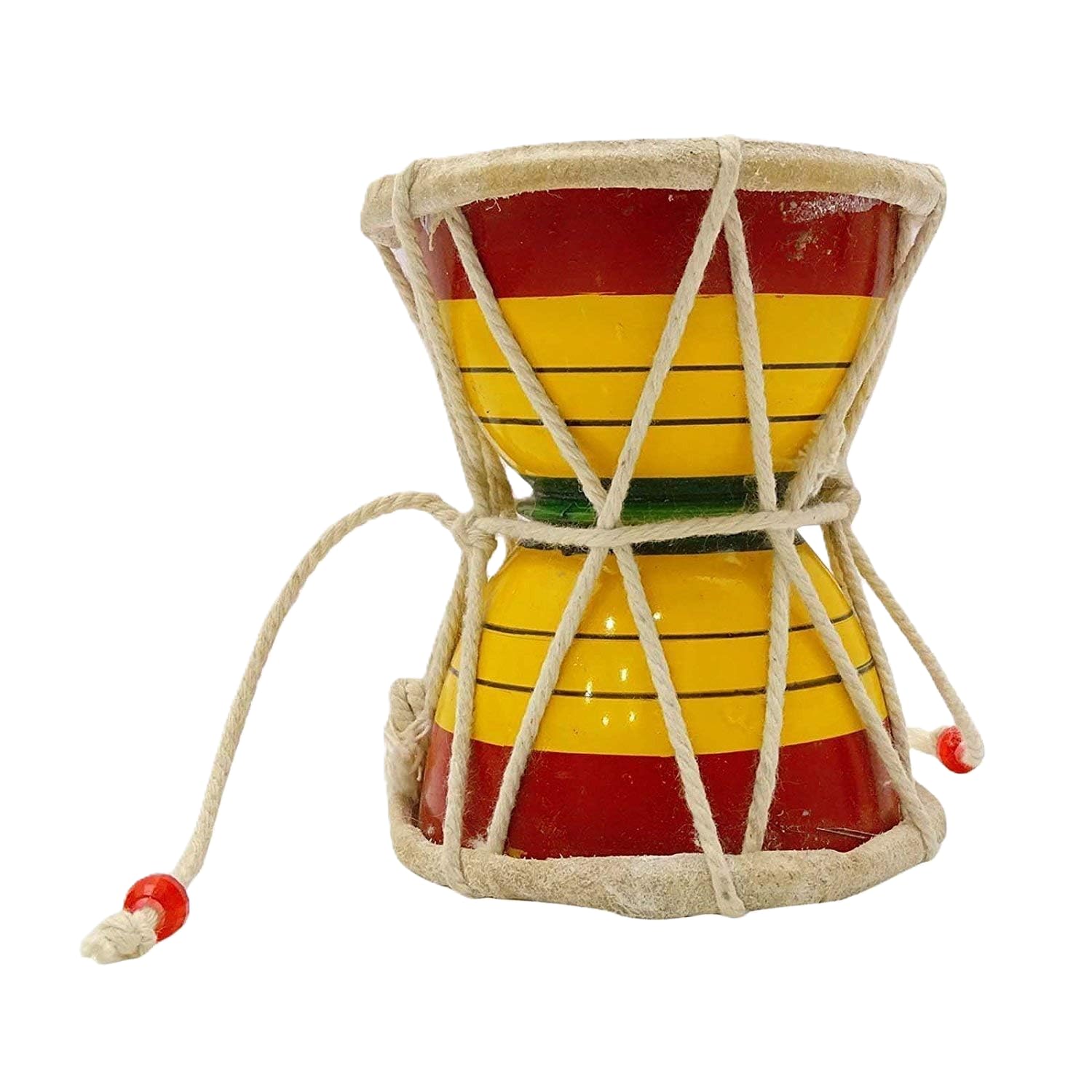 Jaisakshi Blue Panther Wooden Damru | Traditional Hand Drum for Lord Shiva Pooja, Kids Toy & Musical Instrument