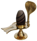 Jaisakshi Pure Narmadeshwar Shivling with Brass Naag Jaldhari | Narmada Stone shivling & Brass Yoni Base for Home Puja, Temple Use, Mahashivratri, Saawan, Jalabhishek Rituals - 3 Inch