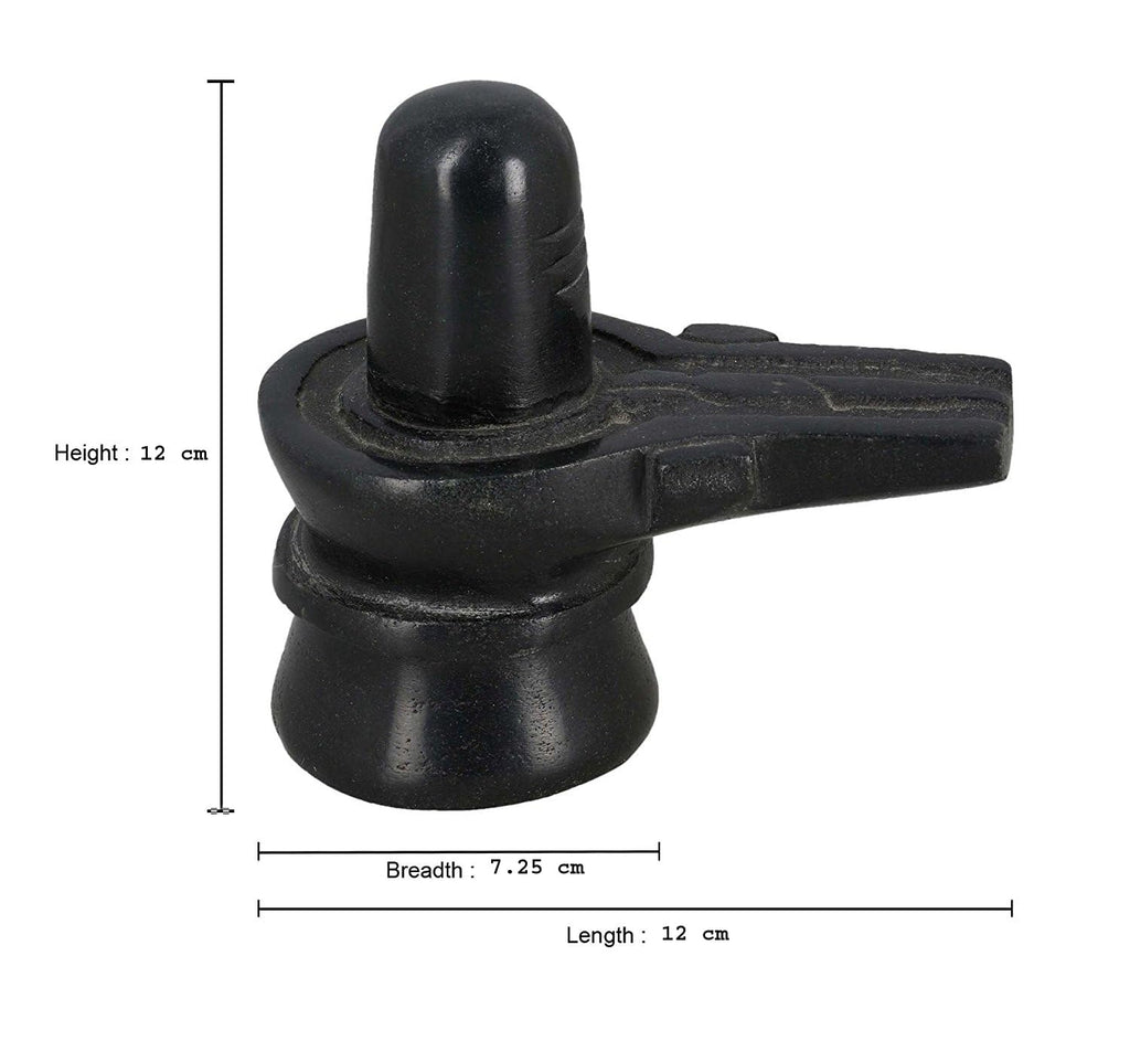 Jaisakshi Black Marble Shiva Lingam Big Size Shiv Ling Mahadev Idol Murti Military Statue Moorti, 12.7 cm