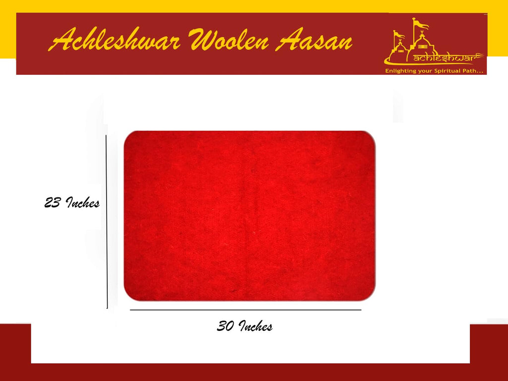 Jaisakshi Premium Red Woolen Aasan Meditation Prayer Mat Handcrafted Soft Comfortable Red 23 x 30 Inch (Pack of 1)