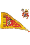 Jaisakshi Satin Cloth Red Hanuman Ji Flag for Home and Temple | Bajrangbali Dhwaj Big Size | Quality With Gota Work | Red Hanuman Ji Jhanda | Religious