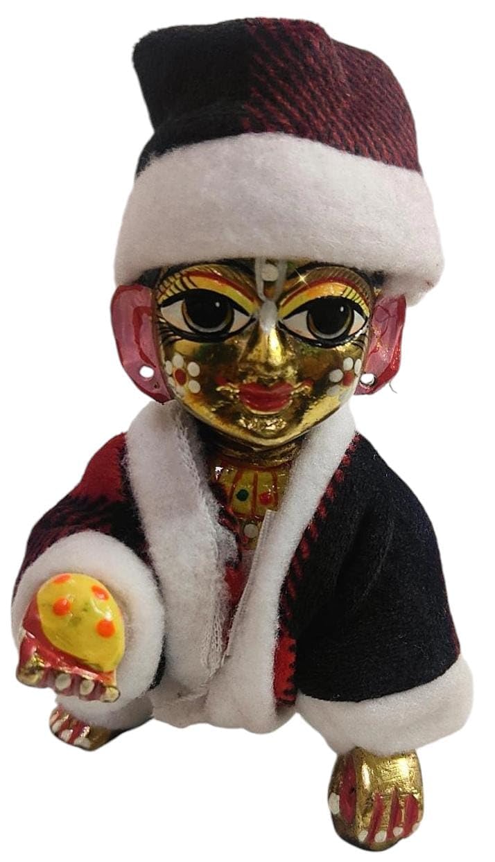 Jaisakshi Bal Gopal Winter Night Suit, Winter Night Suit with Matching Topi for Laddu Gopal (Pack of 4