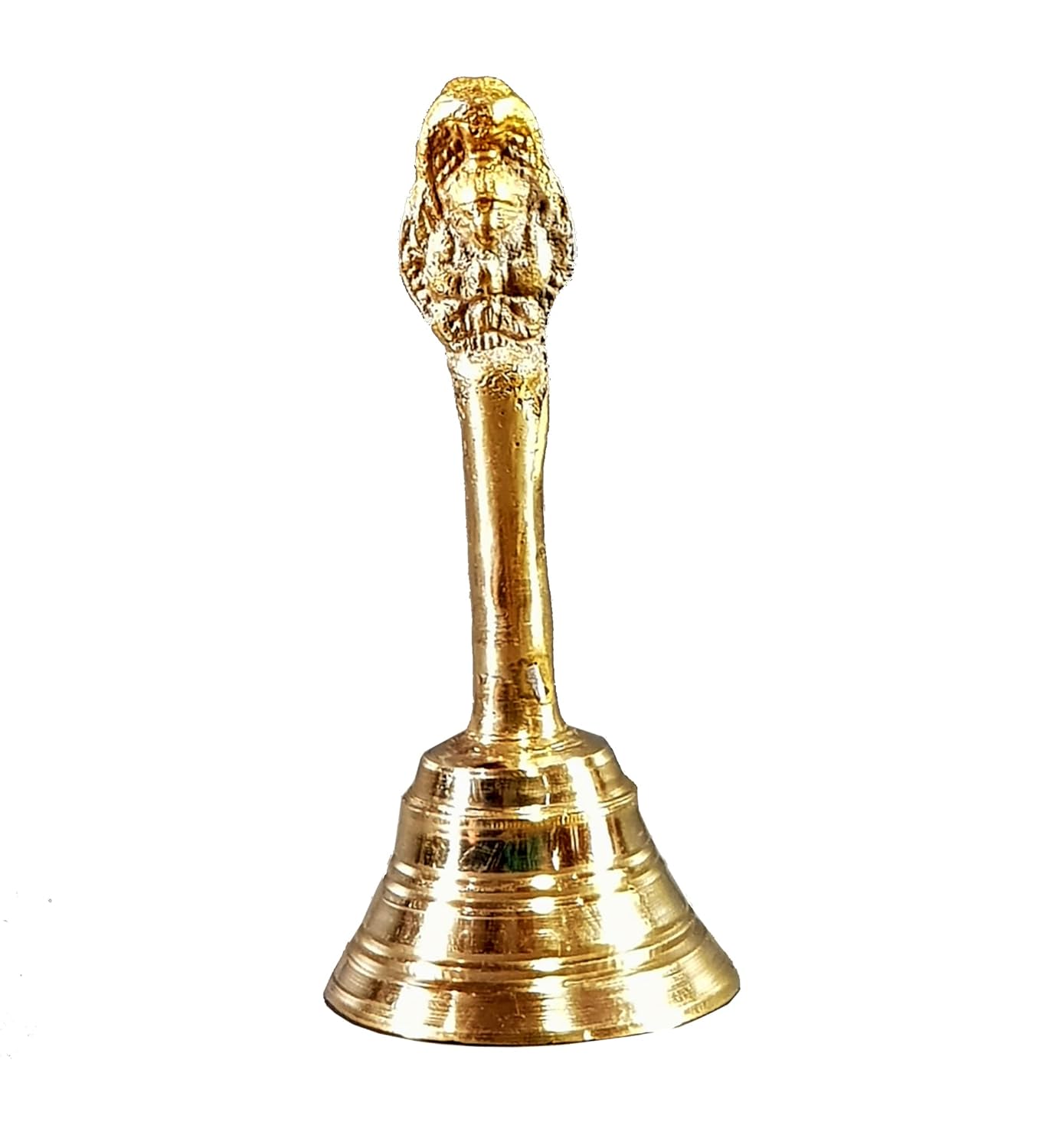 Jaisakshi Brass Ghanti for Pooja - 4.5" Brass Bells for Mandir, Temple Bell, Pooja Items for Pooja Room, Housewarming Gift, Engraved Design, Antique Home Decor Piece - Golden