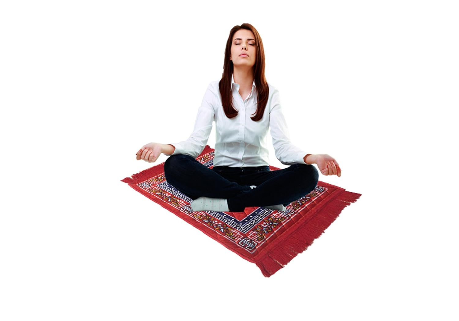 Jaisakshi Prayer Mat | Velvet Aasan | Meditation Carpet | Pooja Aasan | Traditional Prayer Mat | Medium Size | Red Color