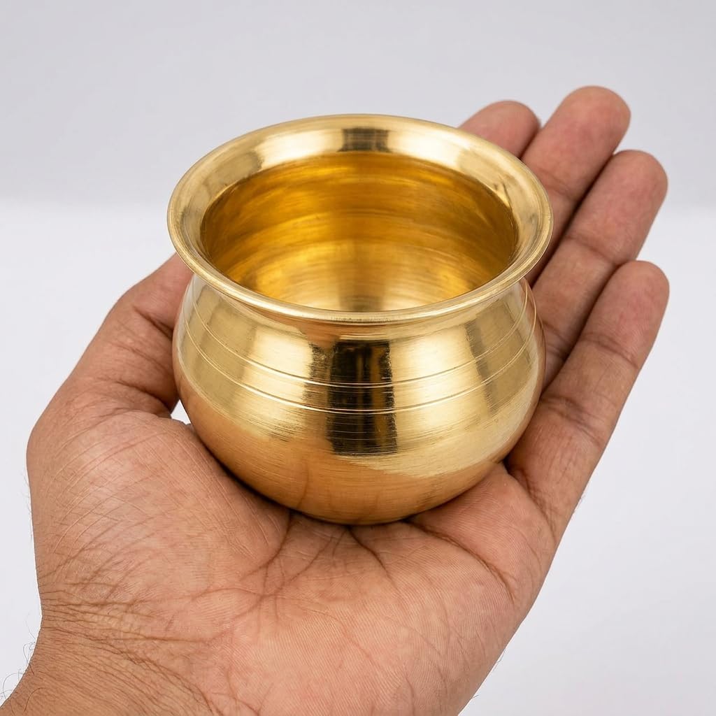 Jaisakshi Pure Brass Puja Kalash – Small Size Lota for Daily Jal Arpan, Surya Arghya, and Spiritual Rituals, Size 2 Inch