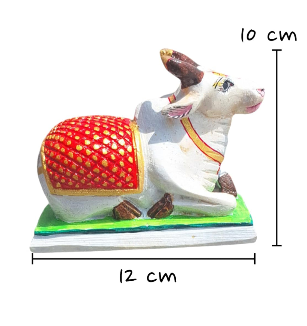 Jaisakshi White Marble Stone Haindpainted Shiva Nandi Moorti Murti Statue Figurine Idol Sculpture