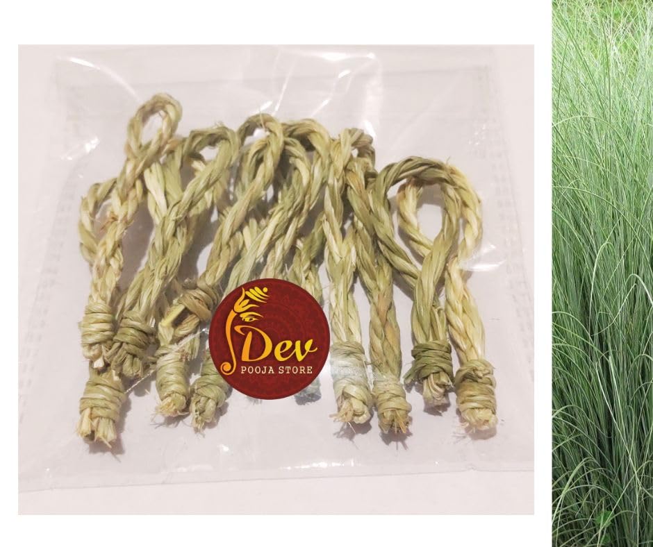 Jaisakshi Pavitri/Paiti (Made of Kusha Grass) / Darbha Grass/Pavitri Grass Ring/Darbha Grass Anguthi/Yogya Pavitri/Kusha Grass (Halfa Grass) Tharu ppai-Pul (Pack of 12)