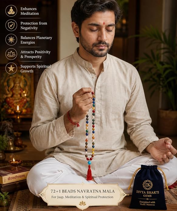 Jaisakshi Jewels Navratna Navgrah Mala Natural AAA Quality for Men and Women