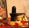 Jaisakshi Black Marble Shiva Lingam Big Size Shiv Ling Mahadev Idol Murti Military Statue Moorti, 12.7 cm