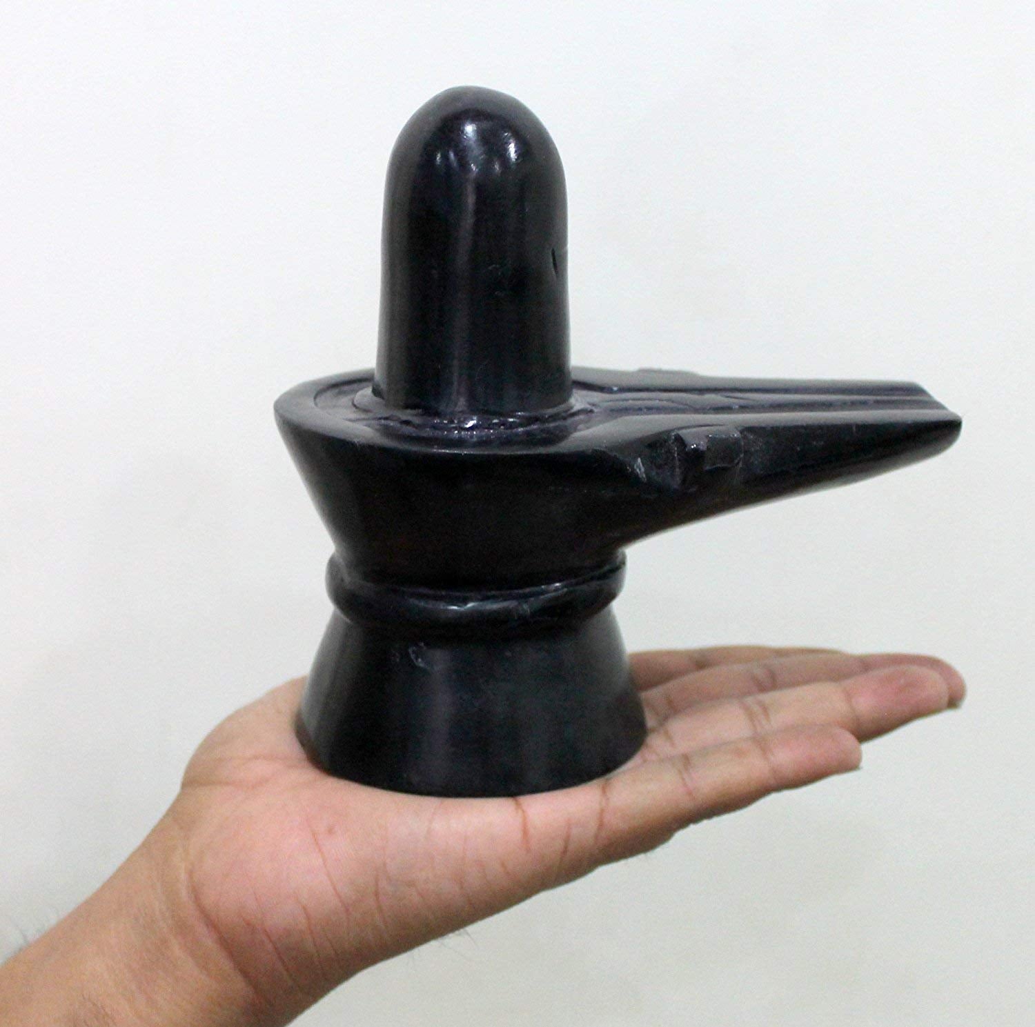 Jaisakshi Black Marble Shiva Lingam Big Size Shiv Ling Mahadev Idol Murti Military Statue Moorti, 12.7 cm