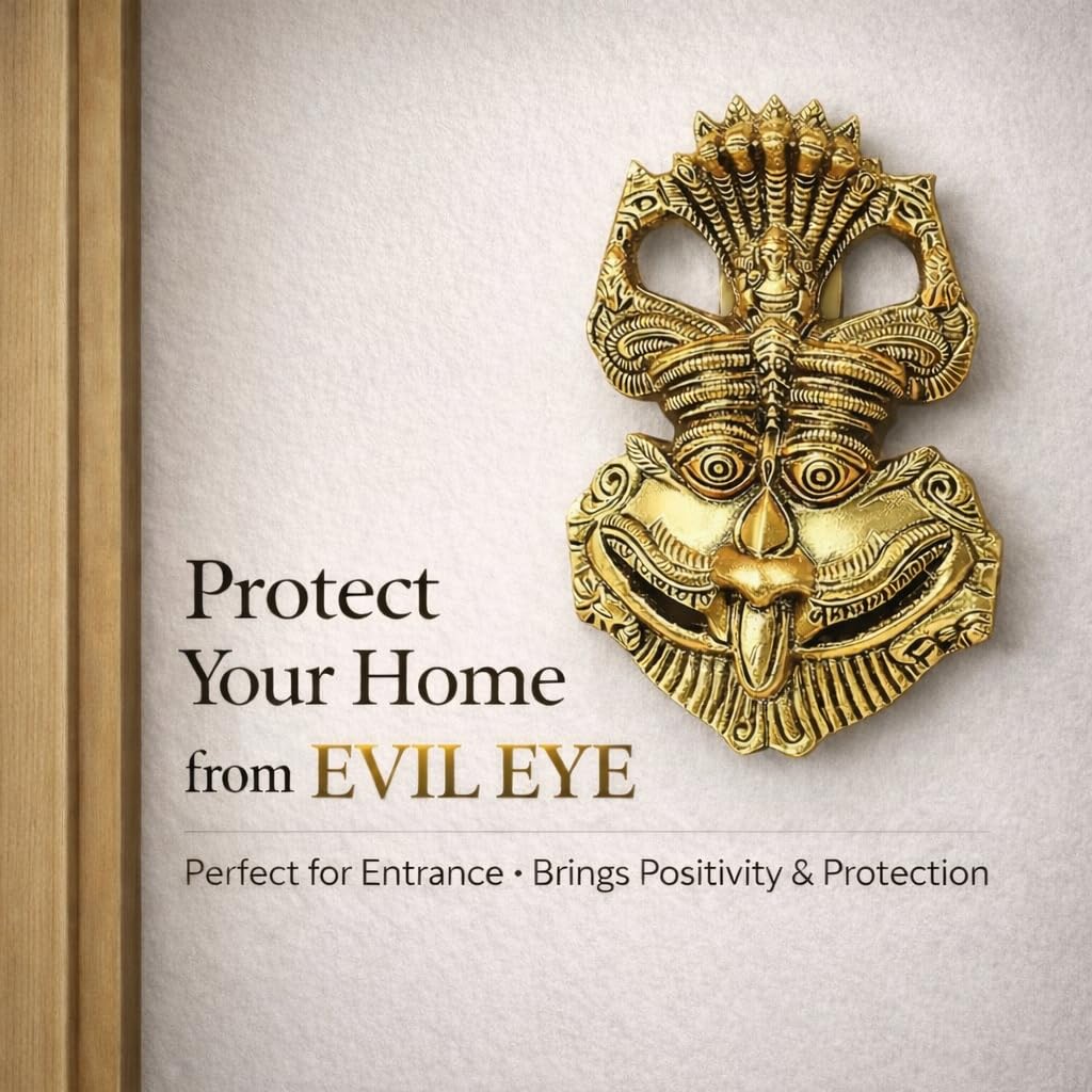 Jaisakshi Kirtimukha for Home Entrance | Metal Nazar Battu for Main Door | Kirtimukha Wall Hanging | Vastu Raksha Kavach Evil Eye Protection Decor for Home, Office & Shop