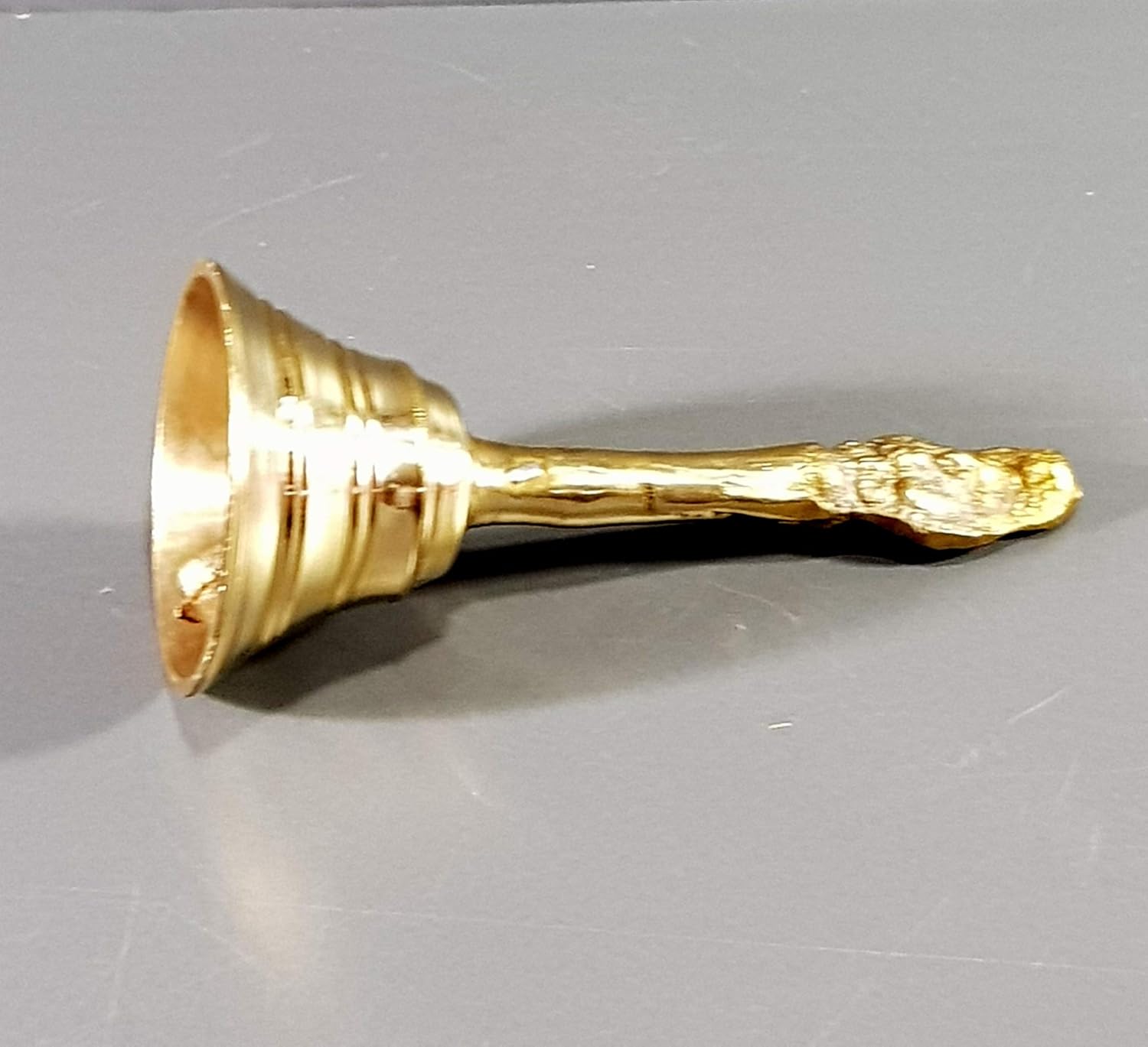 Jaisakshi Brass Ghanti for Pooja - 4.5" Brass Bells for Mandir, Temple Bell, Pooja Items for Pooja Room, Housewarming Gift, Engraved Design, Antique Home Decor Piece - Golden