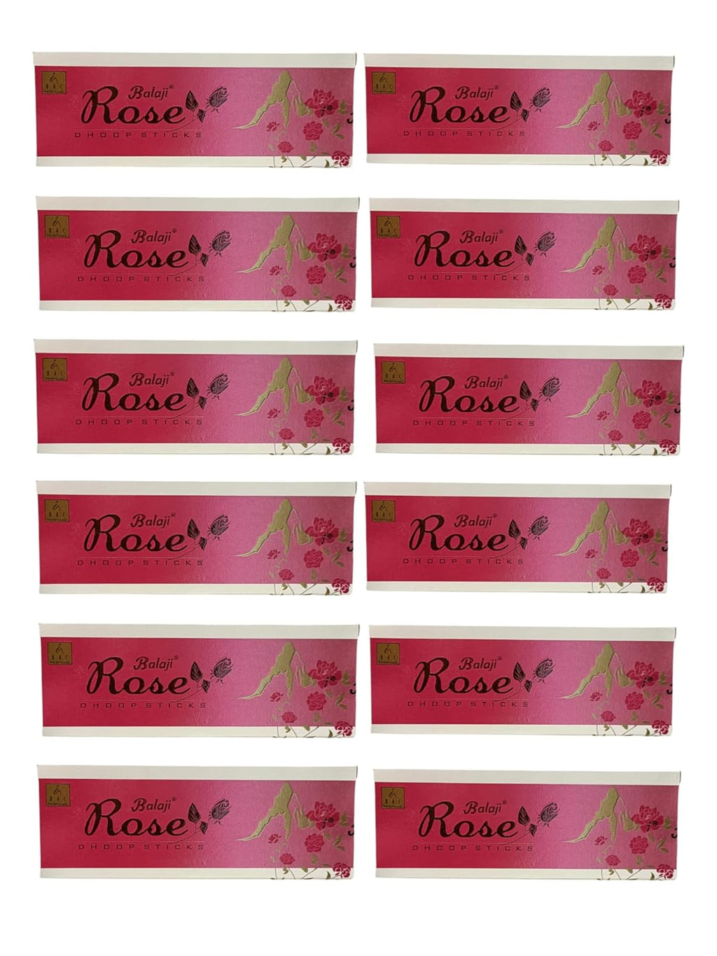 Jaisakshi Balaji Rose Dhoop Sticks Pure Natural Rose Dhoop Stick 10 Sticks Box Pack of 12 Boxes (10 Sticks x 12 Boxes = 120 Sticks)