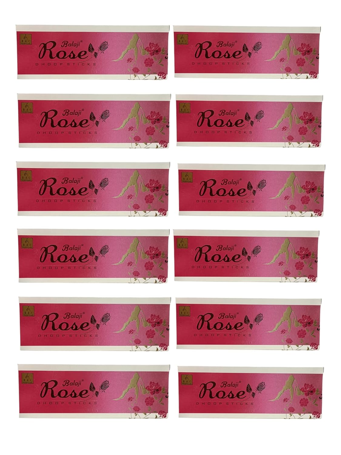 Jaisakshi Balaji Rose Dhoop Sticks Pure Natural Rose Dhoop Stick 10 Sticks Box Pack of 12 Boxes (10 Sticks x 12 Boxes = 120 Sticks)