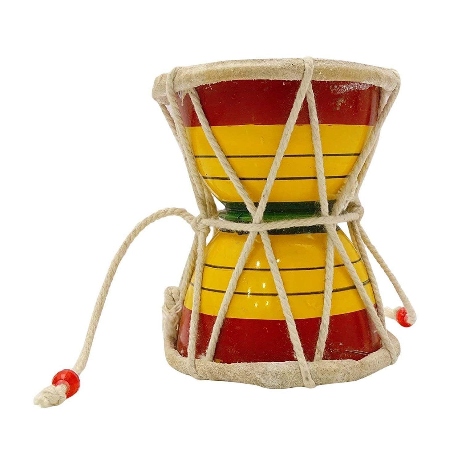 Jaisakshi Blue Panther Wooden Damru | Traditional Hand Drum for Lord Shiva Pooja, Kids Toy & Musical Instrument