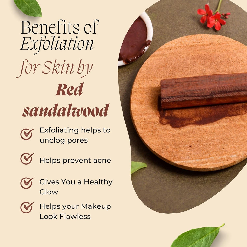 Jaisakshi Natural Malayagiri Sandalwood (Chandan) Pata Board with Red and White Sandalwood Stick Chandan Stick for Puja, Tilak, Face (1 Board with 2 Sticks) Size 5-inches