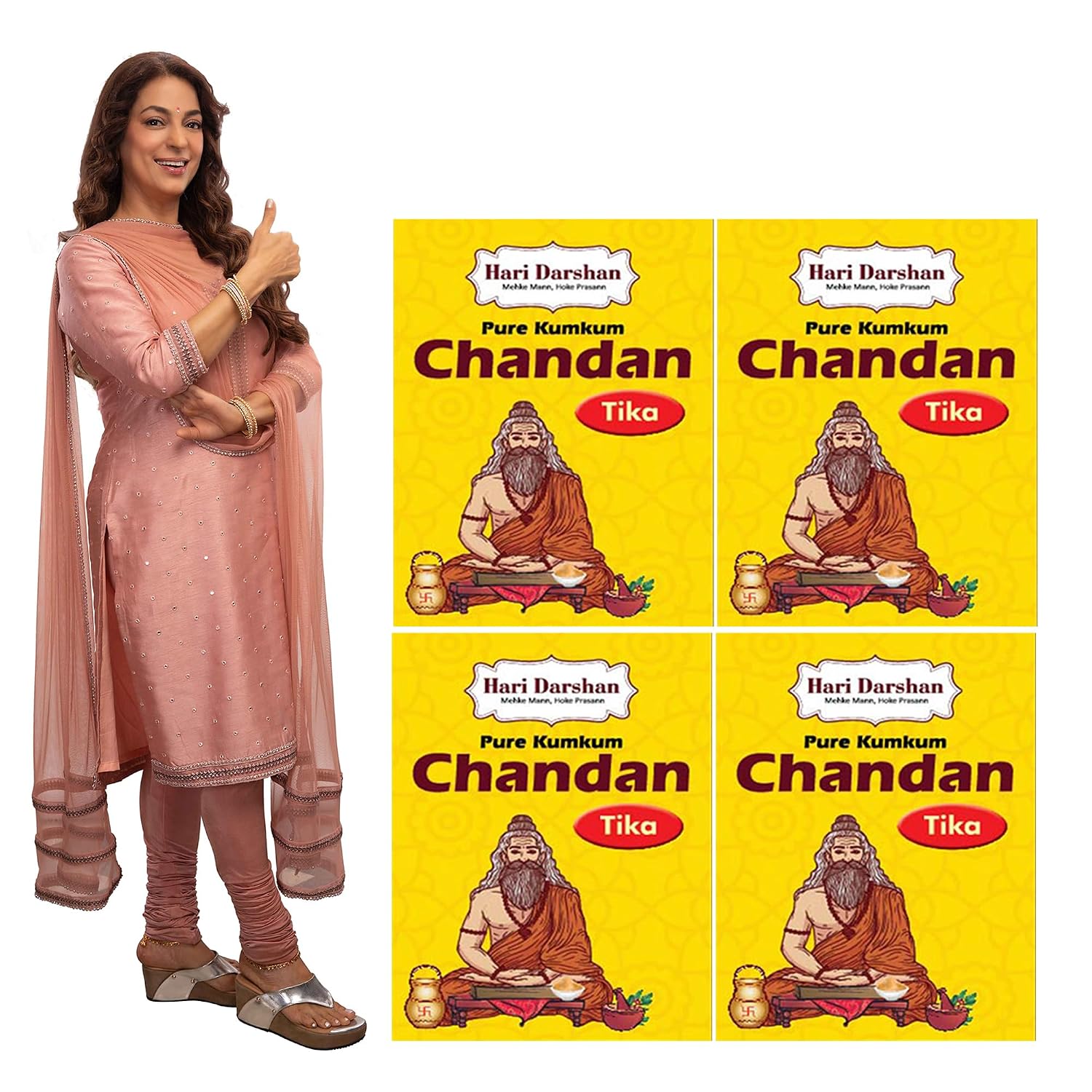 Jaisakshi Hari Darshan Pure Kumkum Chandan Tika | Traditional Sandalwood Kumkum Tika for Pooja Havan & Daily Rituals | Long-Lasting Fragrance & Smooth Application for a Divine Experience pack of 6 pc