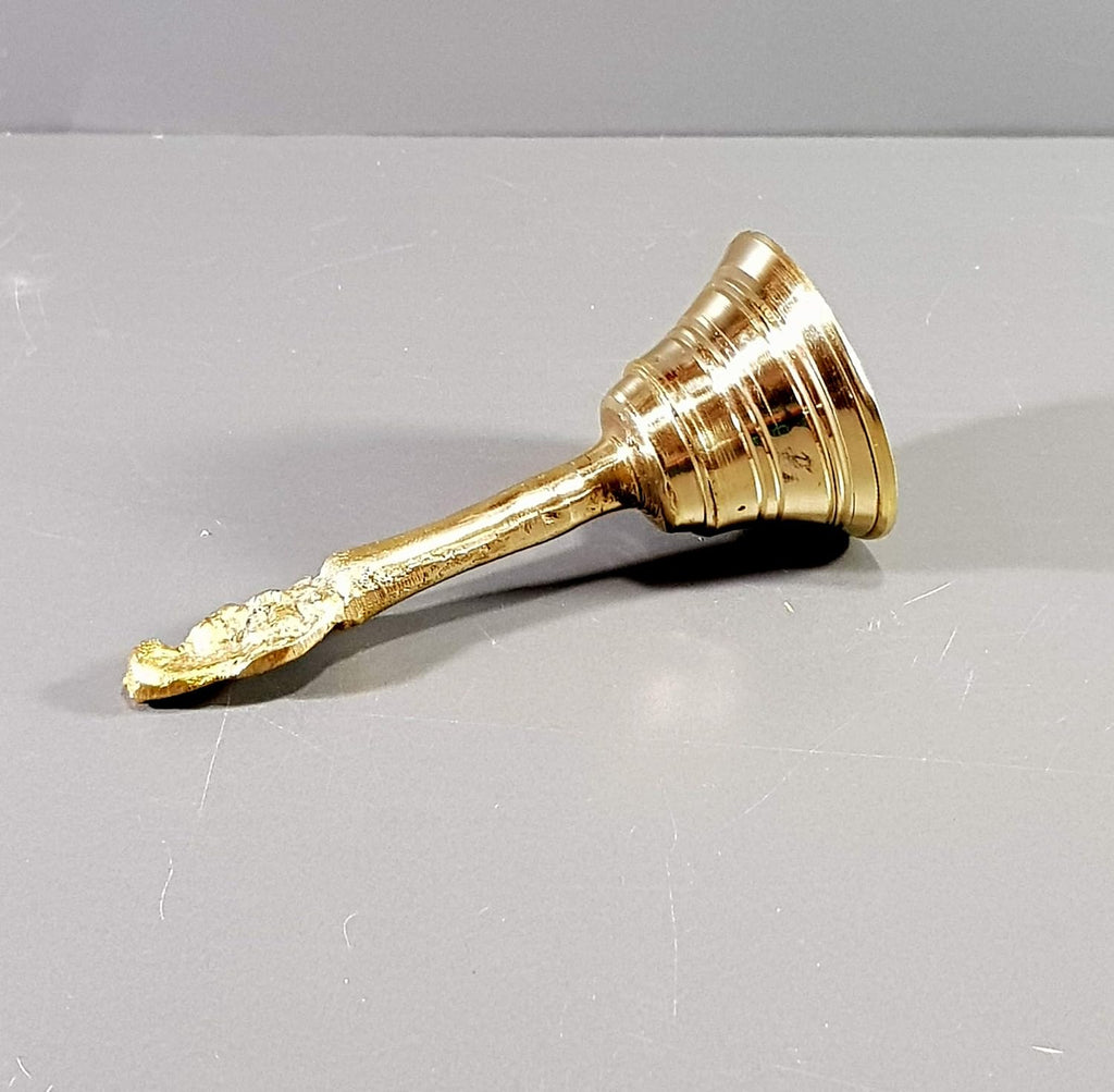Jaisakshi Brass Ghanti for Pooja - 4.5" Brass Bells for Mandir, Temple Bell, Pooja Items for Pooja Room, Housewarming Gift, Engraved Design, Antique Home Decor Piece - Golden